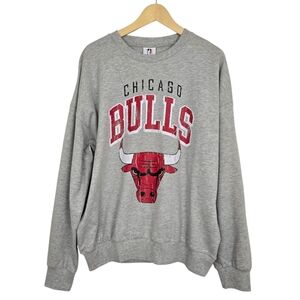 NWT NBA Chicago BULLS Men's Heathered Gray Sweatshirt Crew Neck Fleece S